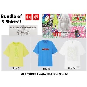 NWT BUNDLE 3 Shirts! Uniqlo UT x Murakami x Billie Eilish Limited Edition Tees